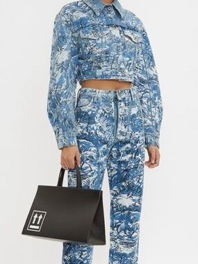 OFF-WHITE 2013 Main Label Denim Set Jacket + Jeans Equestrian Tapestry Print